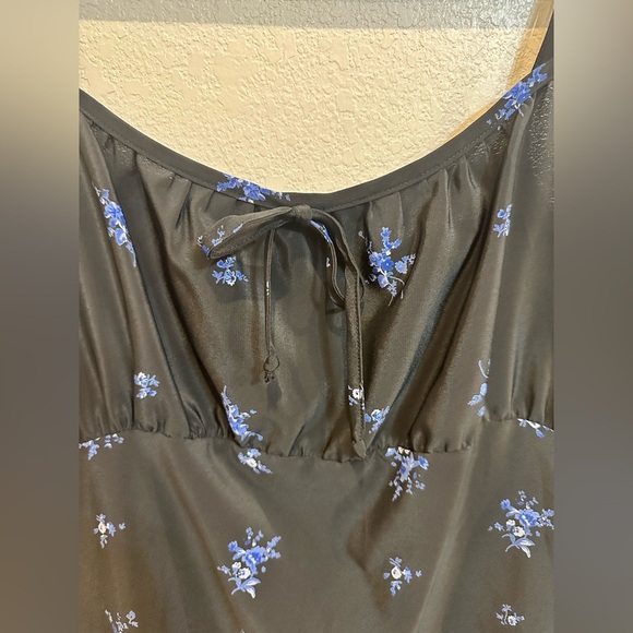 Basic Editions Spaghetti Strap Black and Blue Slip Midi Dress - Picture 9 of 10